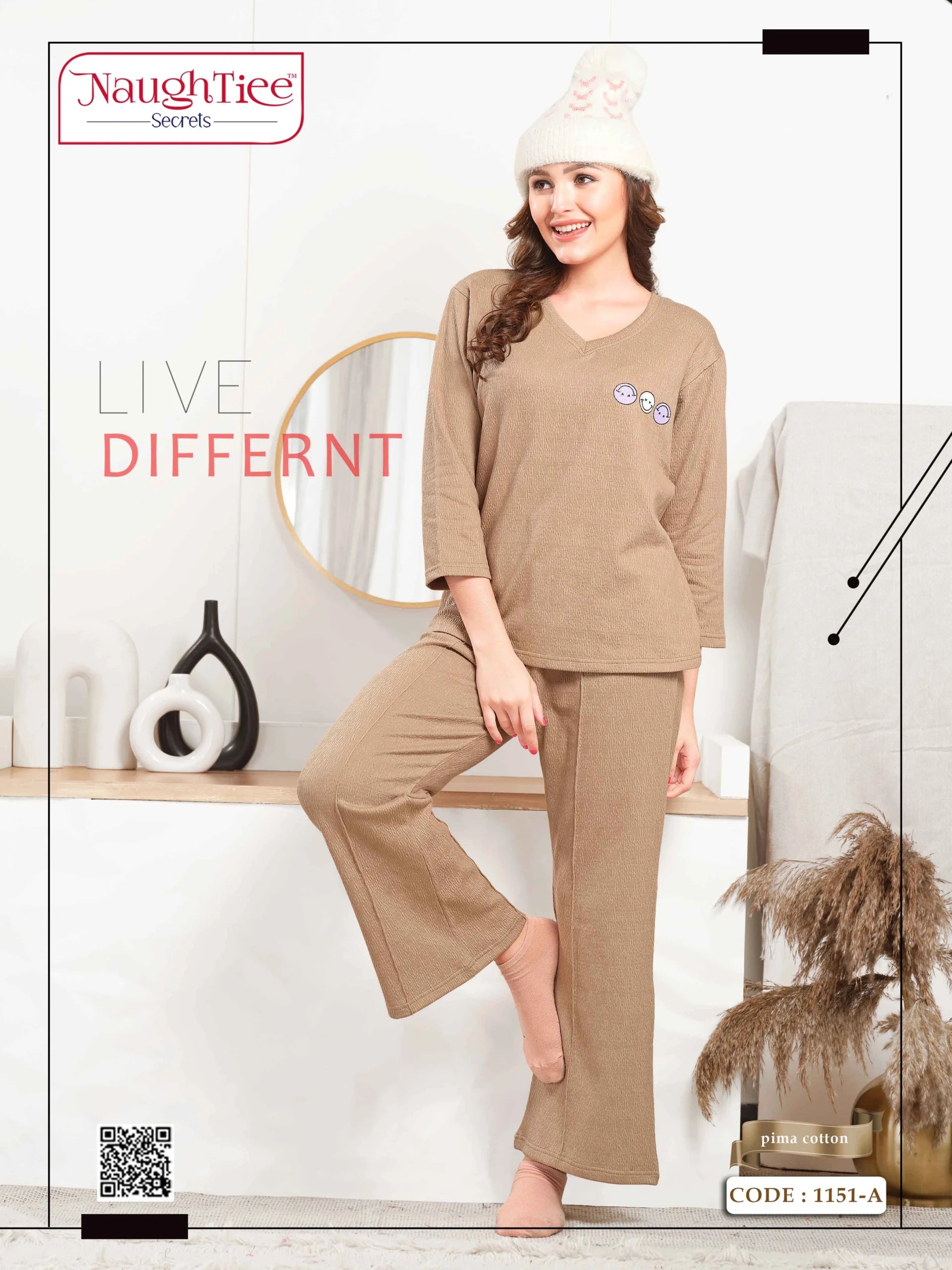 Smile Back Print Winter Night Suit