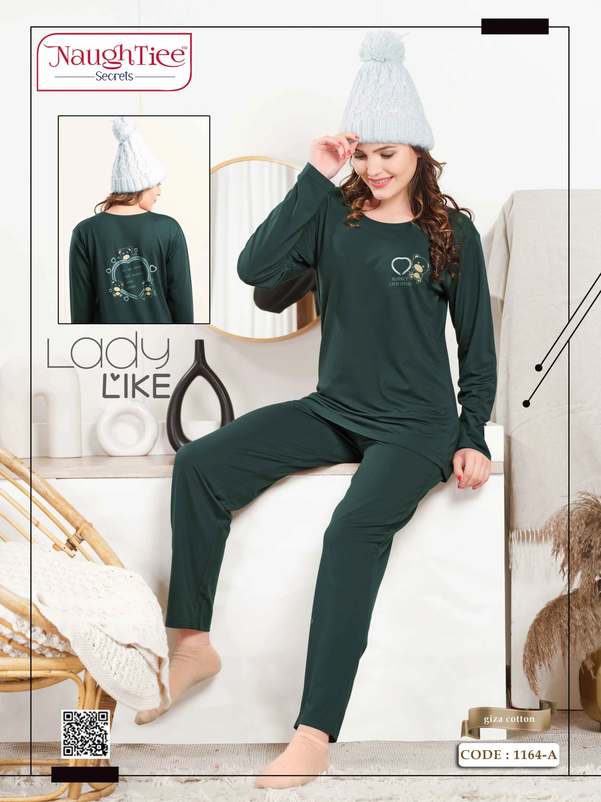 We Are Kind Back Print Winter Night Suit