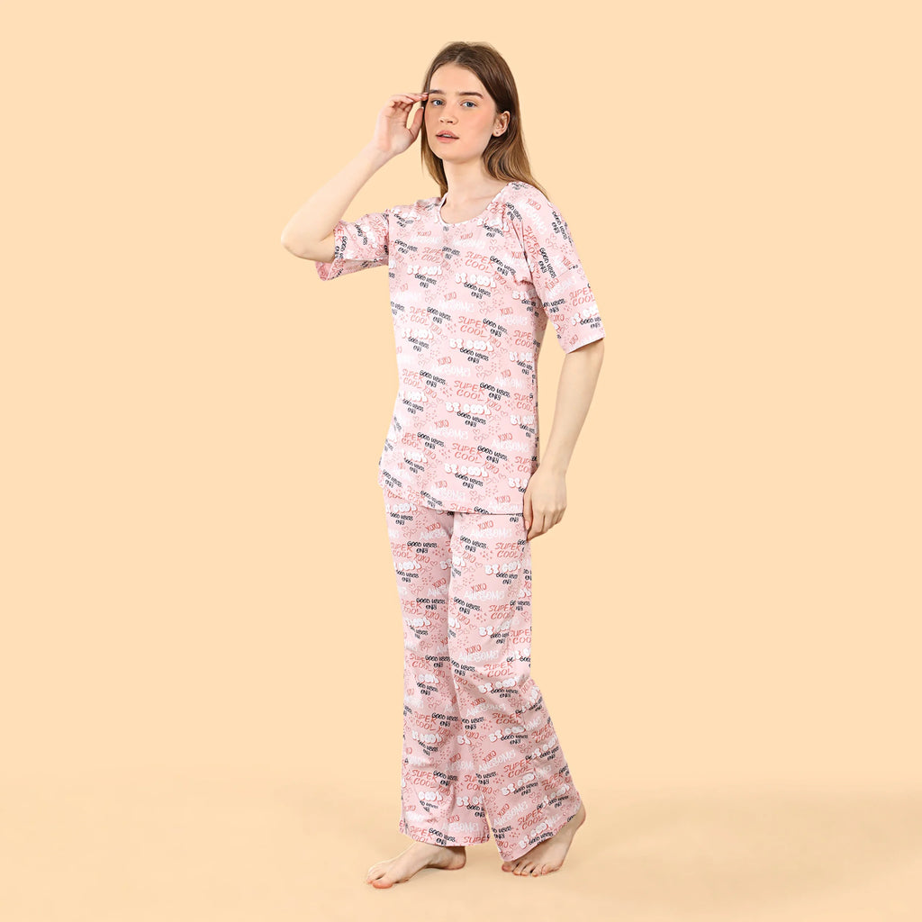 Be Cool Co-ord Set Night Suit for Women – Knit Cotton Comfort Nightwear