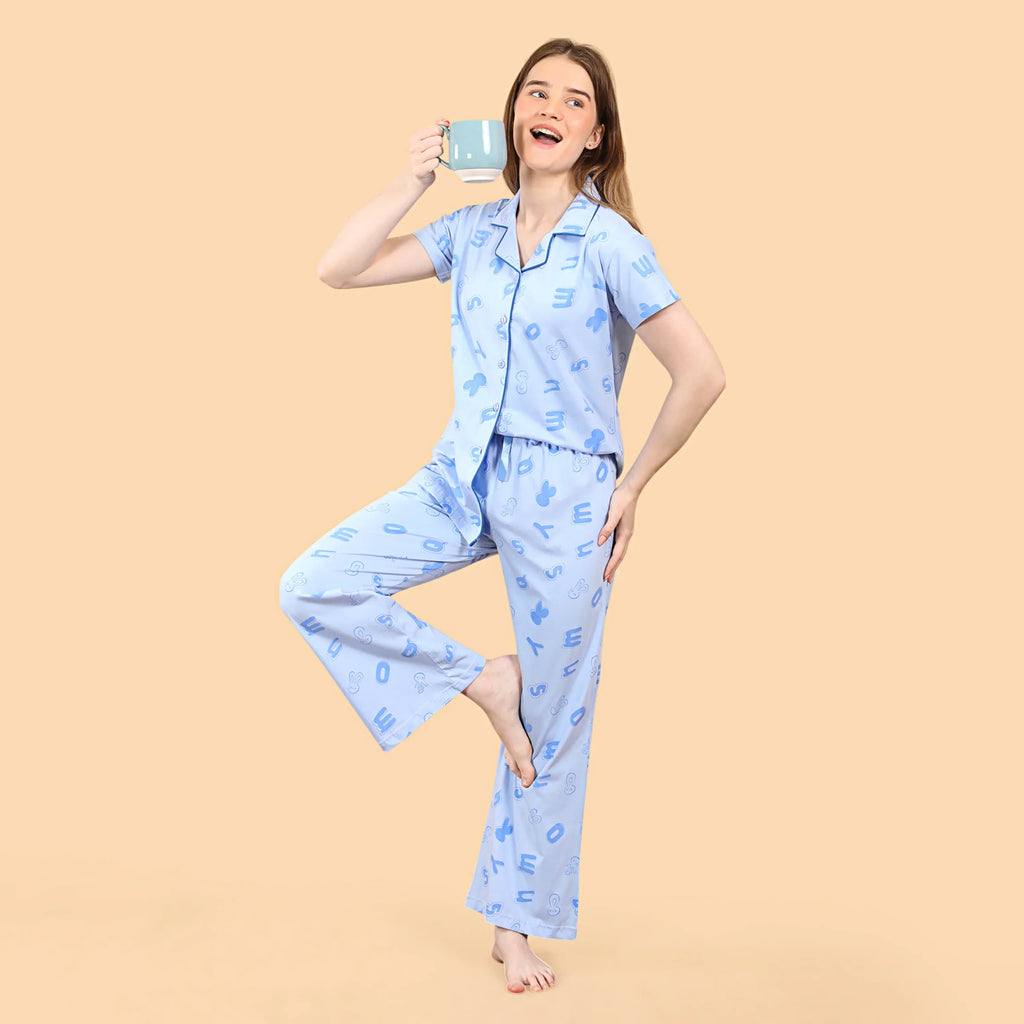 Letter Collared Night Suit