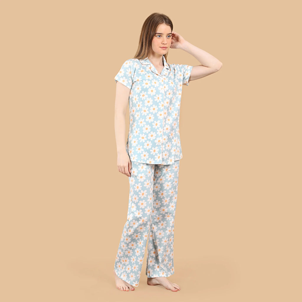 Flower Collared Night Suit