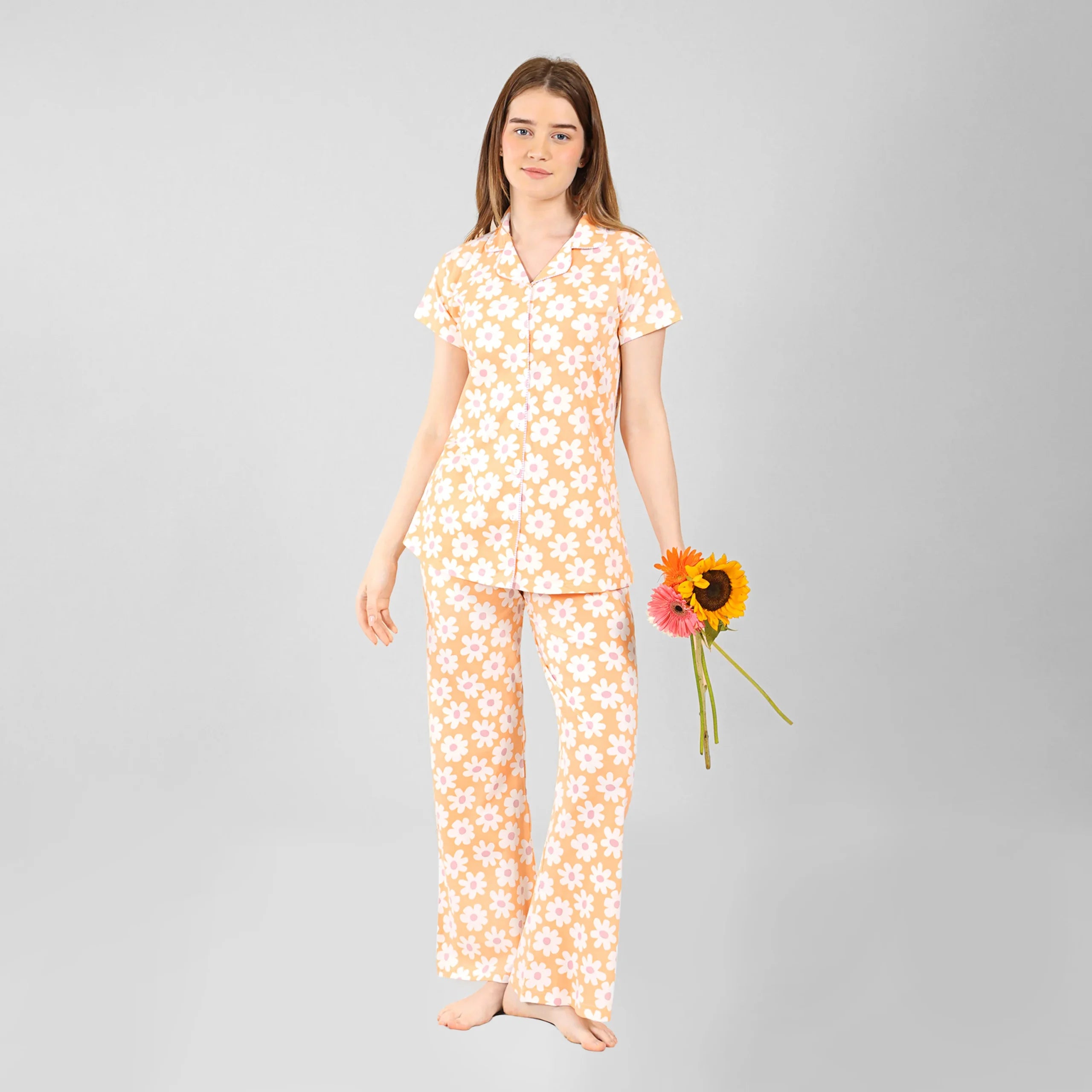 Flower Collared Night Suit