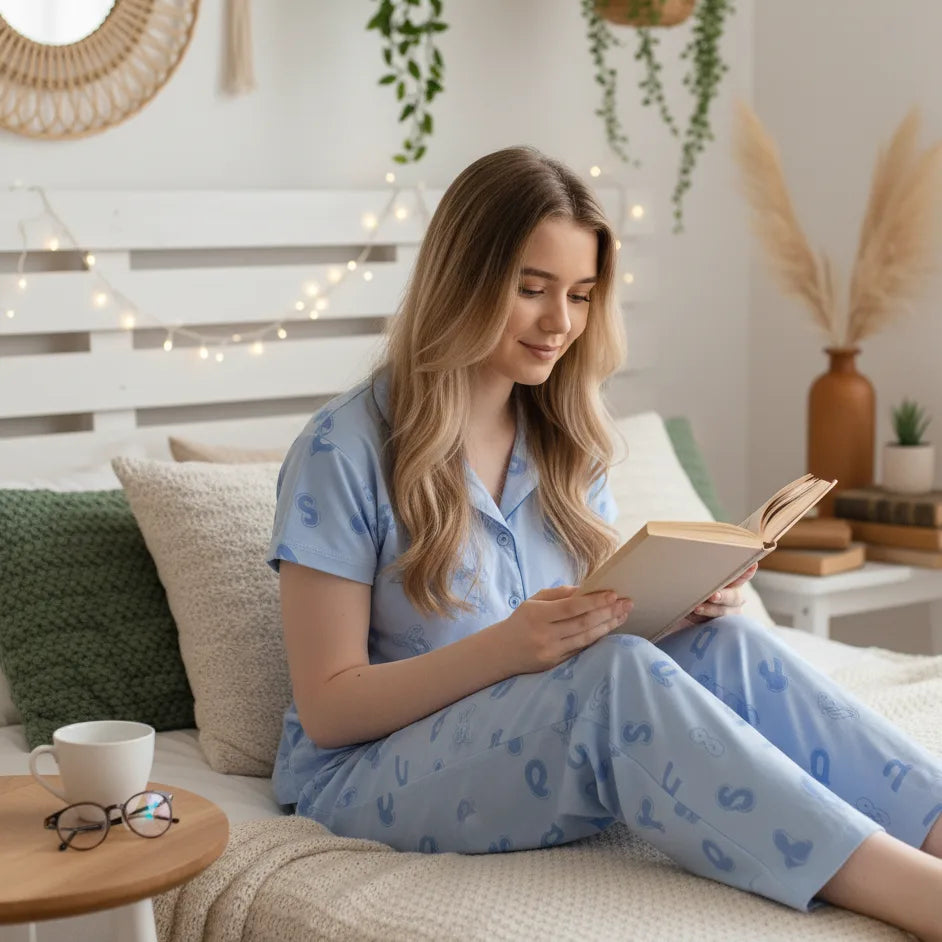 Letter Collared Night Suit