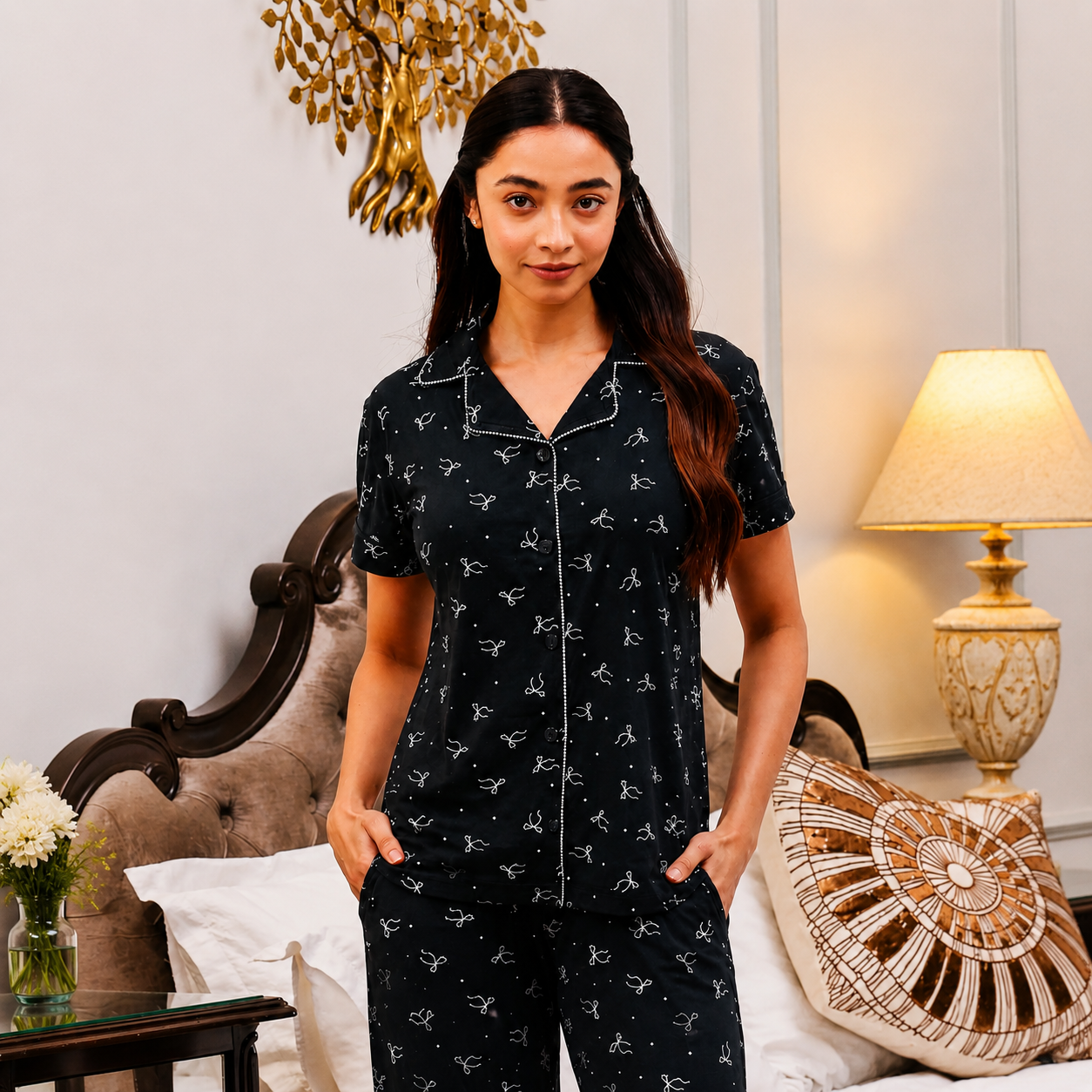 Bow Collared Nightsuit