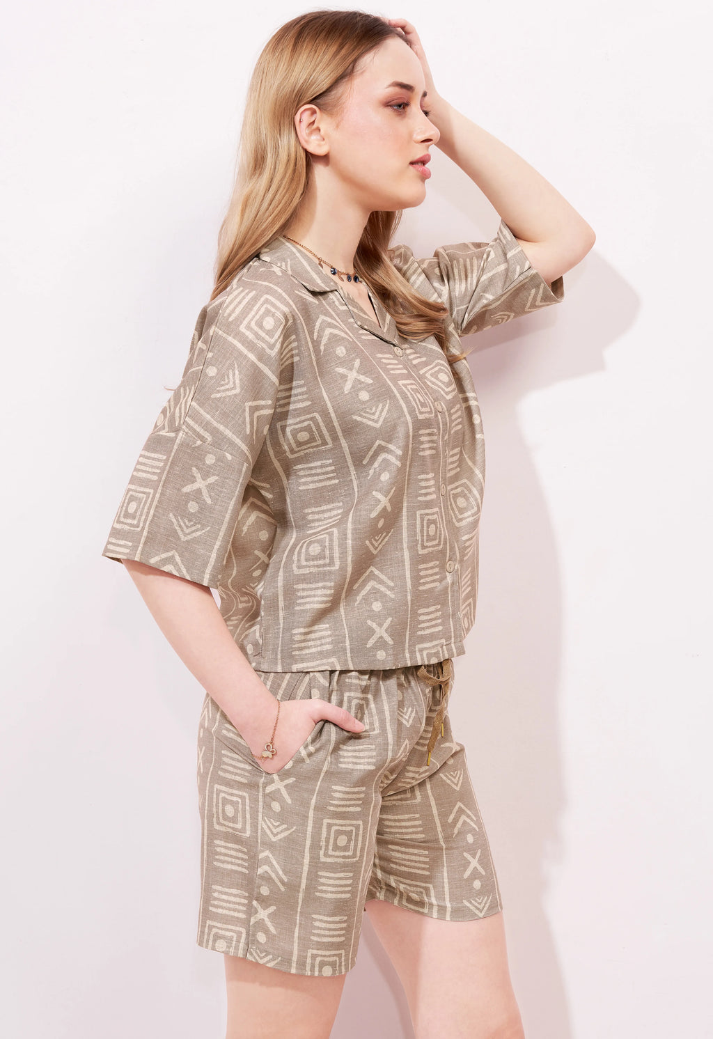 Abstract Linen Shorts Co-ordset