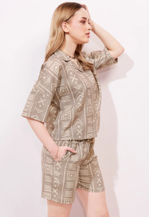 Abstract Linen Shorts Co-ordset
