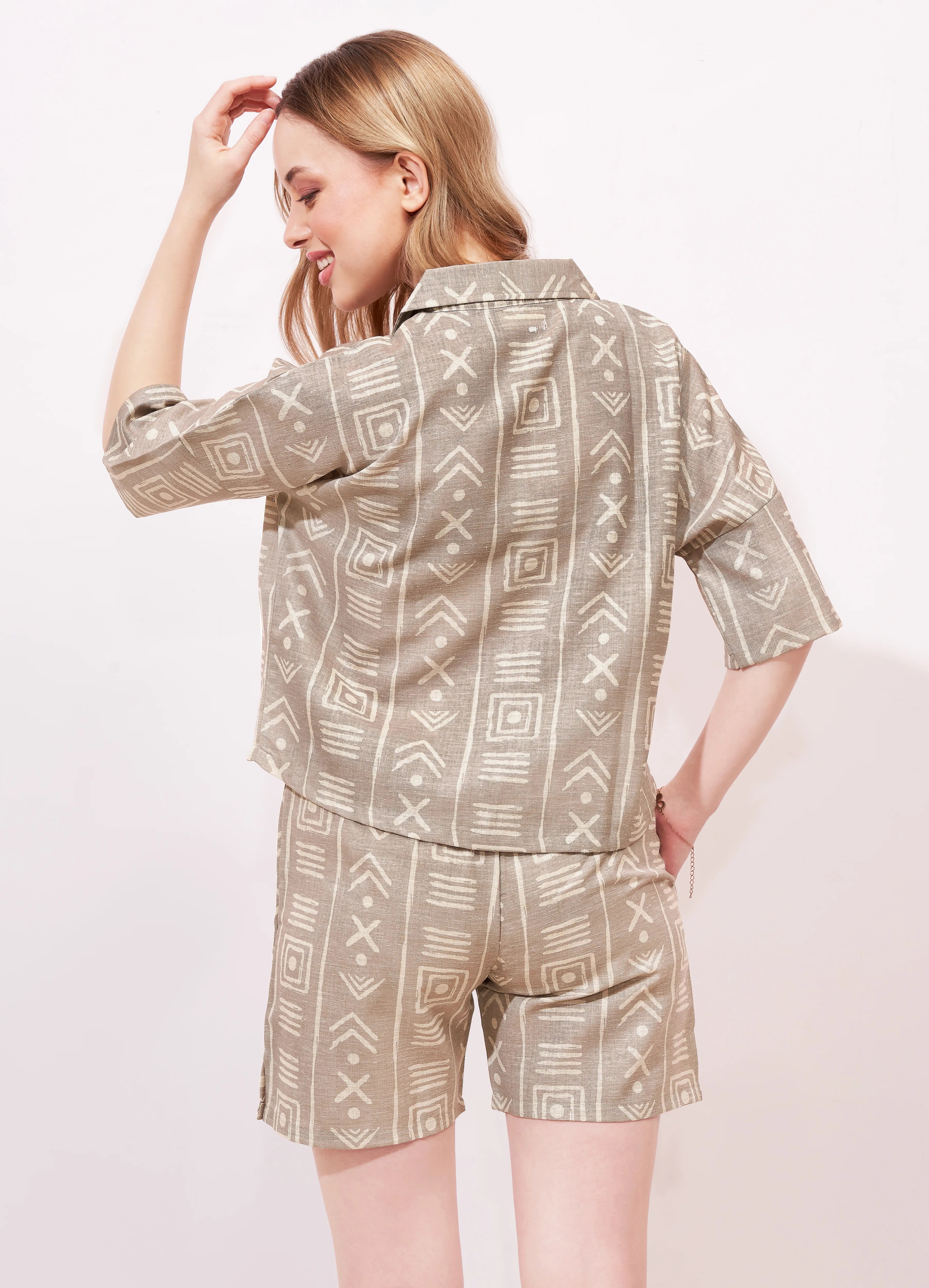 Abstract Linen Shorts Co-ordset