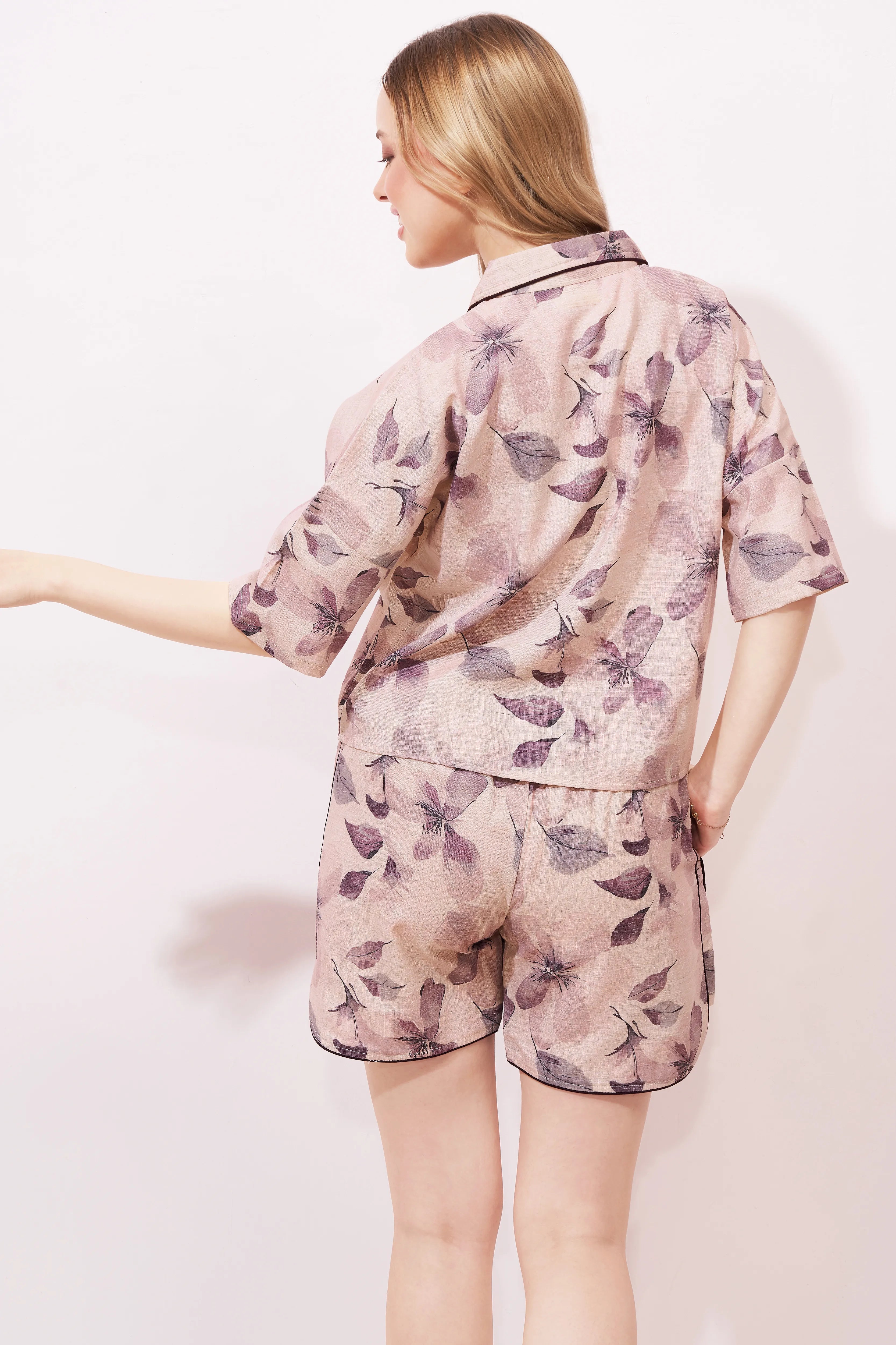 Leafy Linen Shorts Co-ordeset