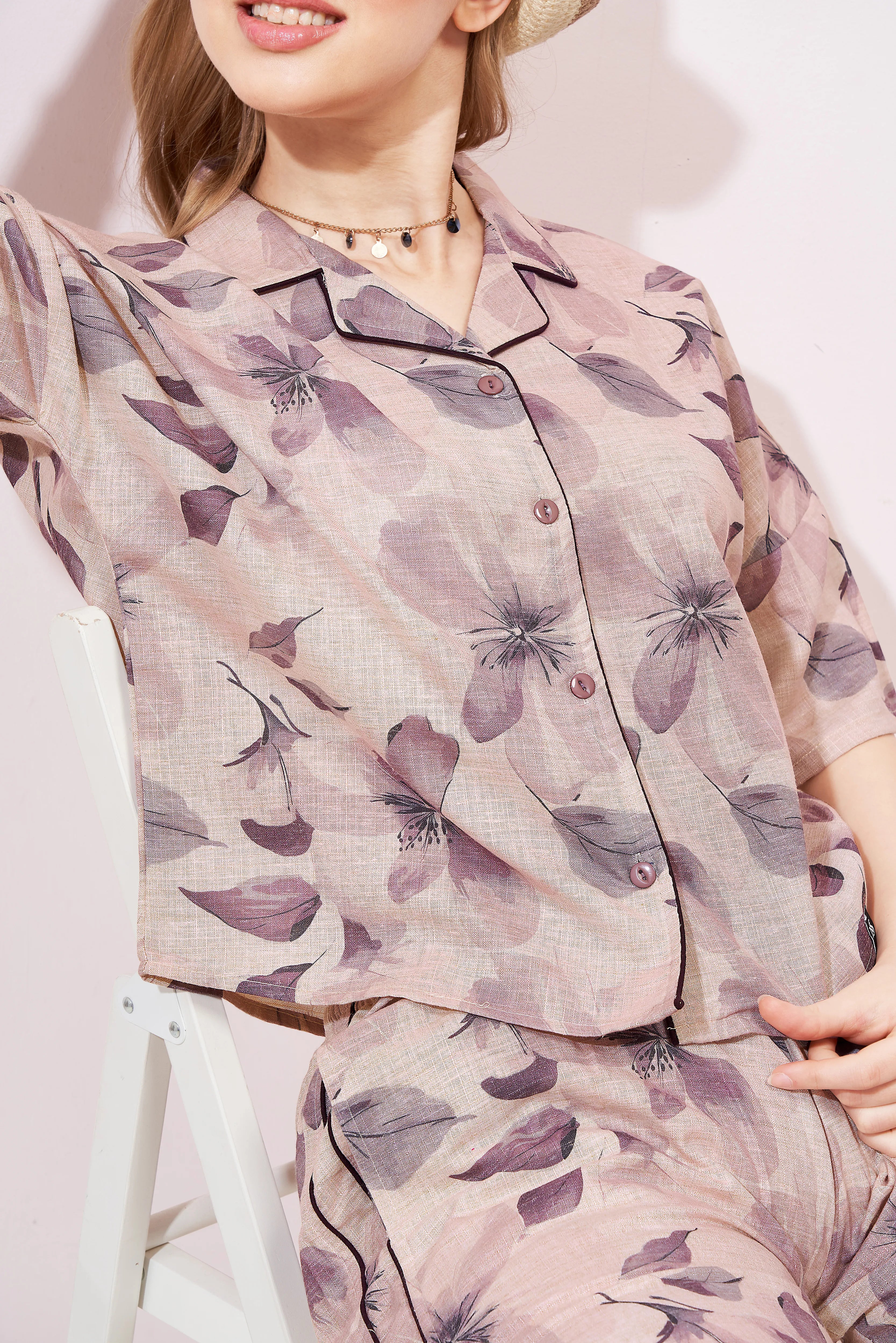 Leafy Linen Shorts Co-ordeset