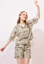 Warli Linen Shorts Co-ordset
