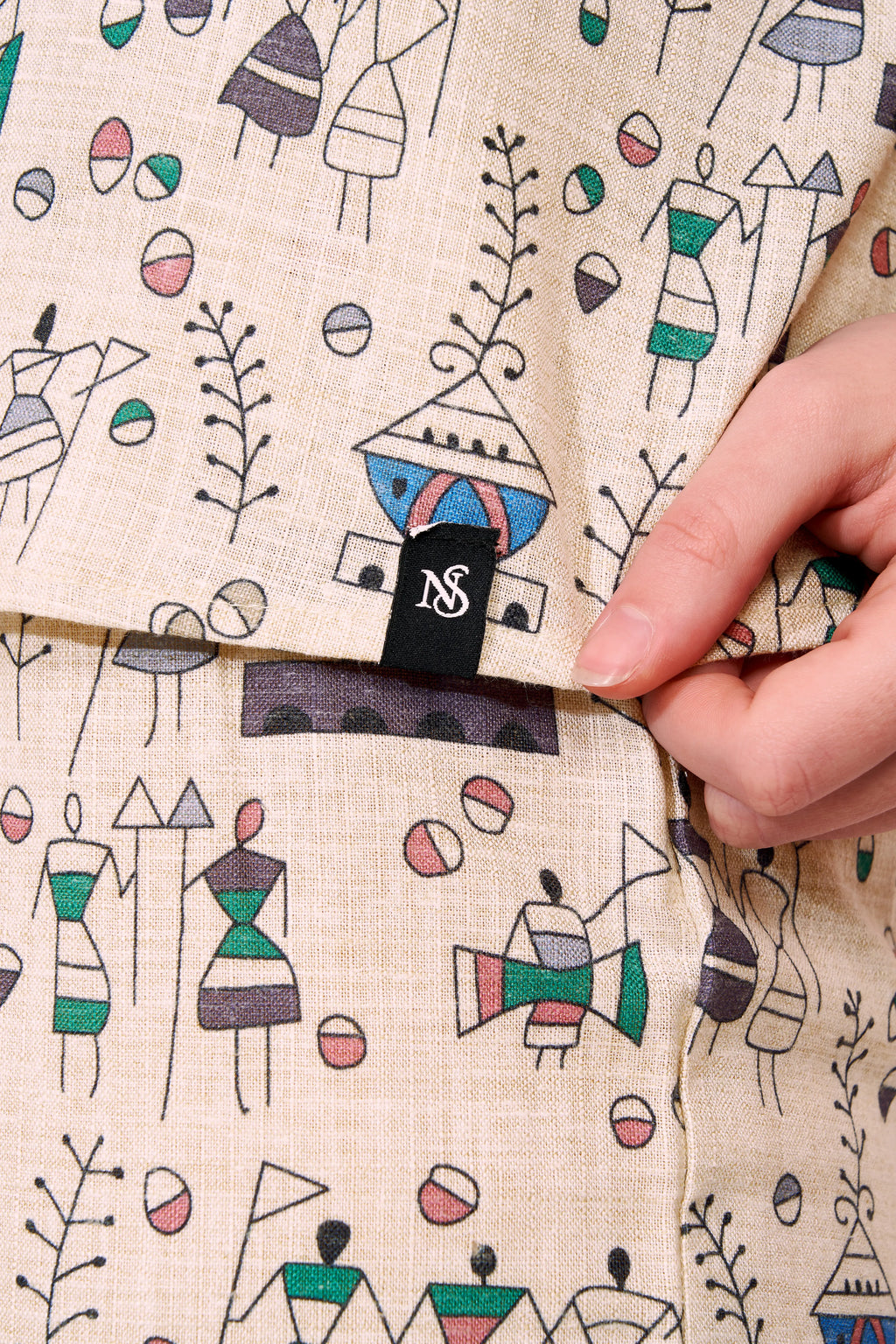 Warli Linen Shorts Co-ordset