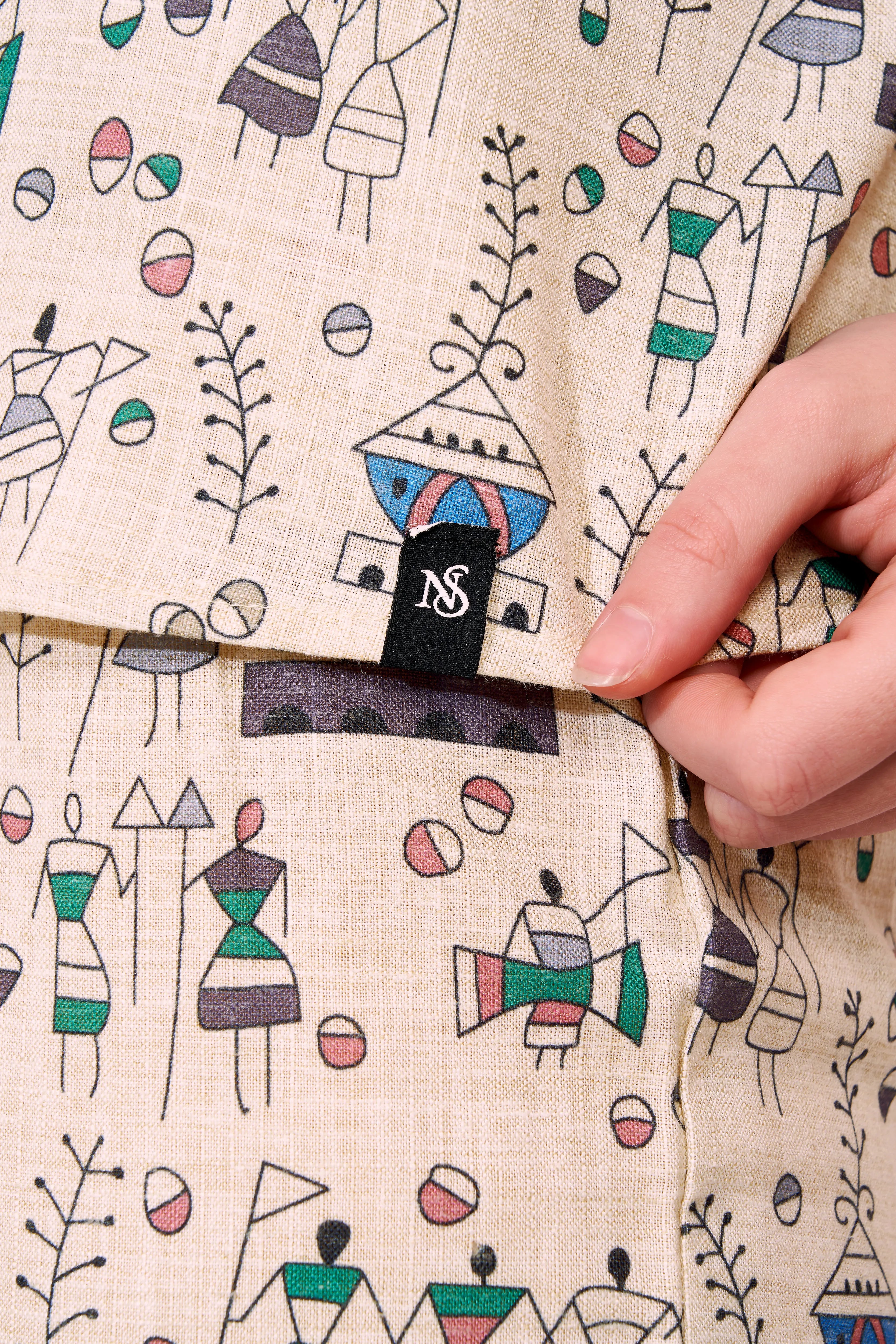 Warli Linen Shorts Co-ordset