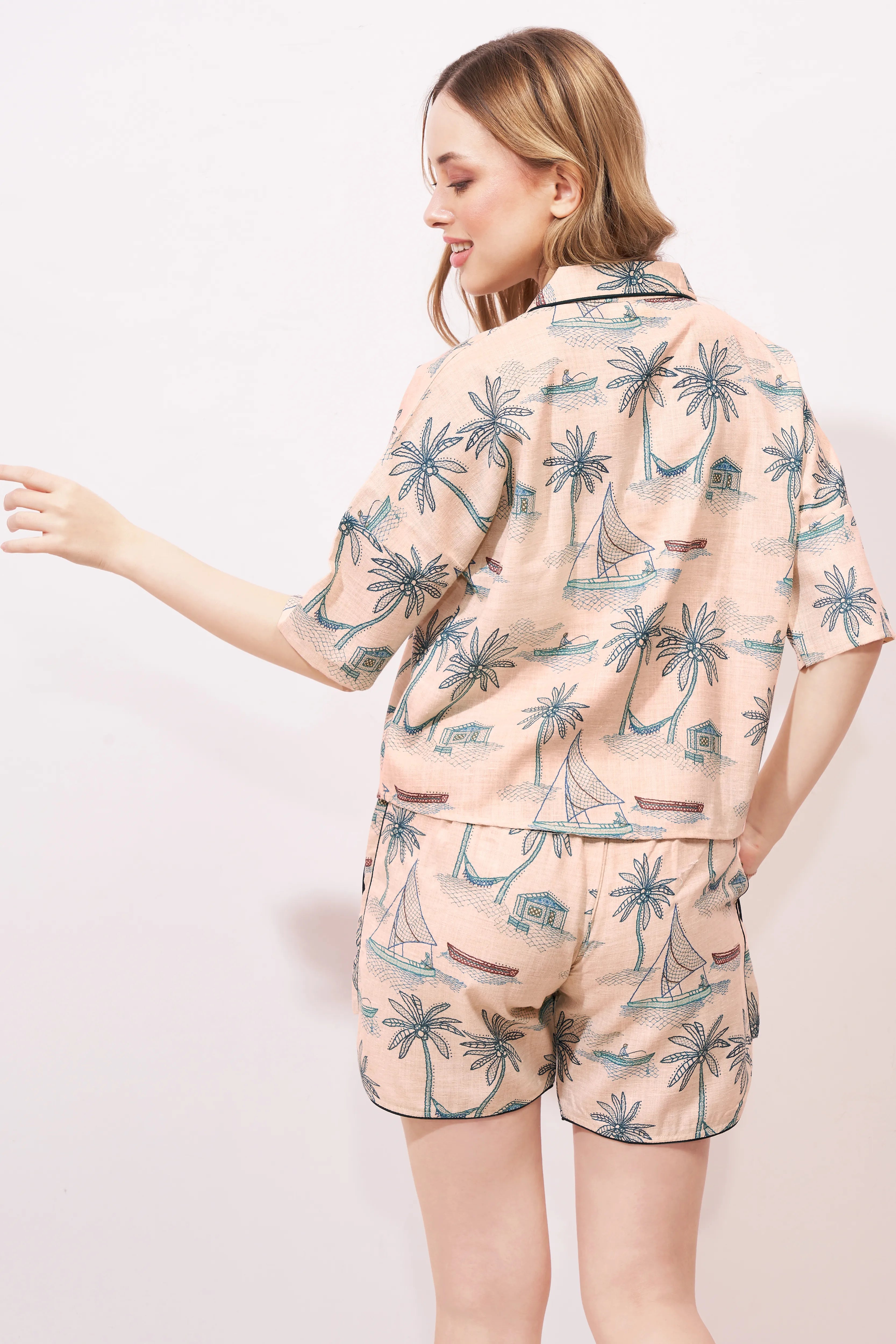 Tropical Linen Shorts Co-ordset