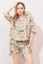 Warli Linen Shorts Co-ordset