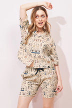 Warli Linen Shorts Co-ordset