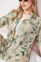 Leafy Linen Shorts Co-ordeset