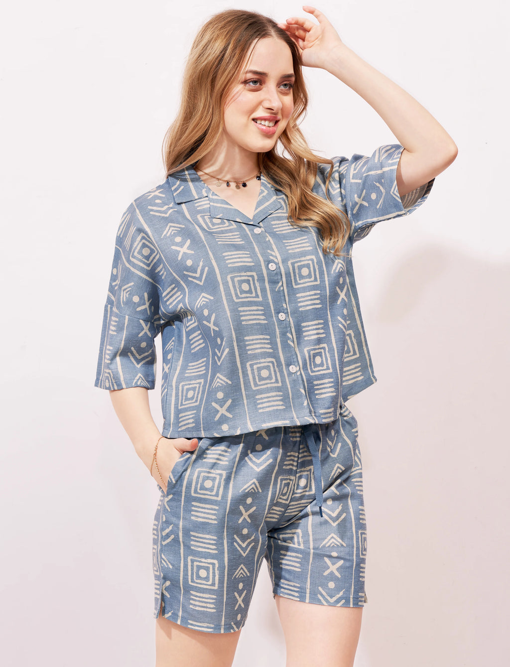 Abstract Linen Shorts Co-ordset